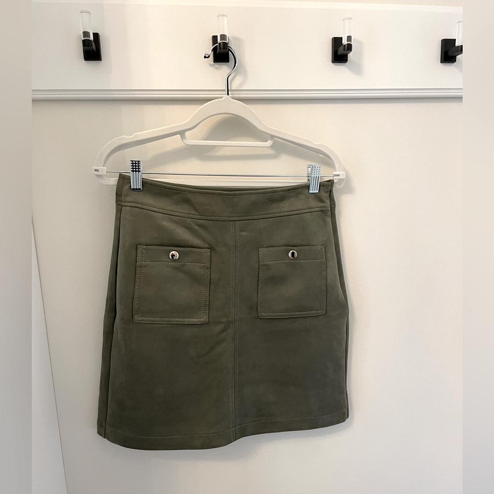 Loft Olive Green Suede Mini Skirt